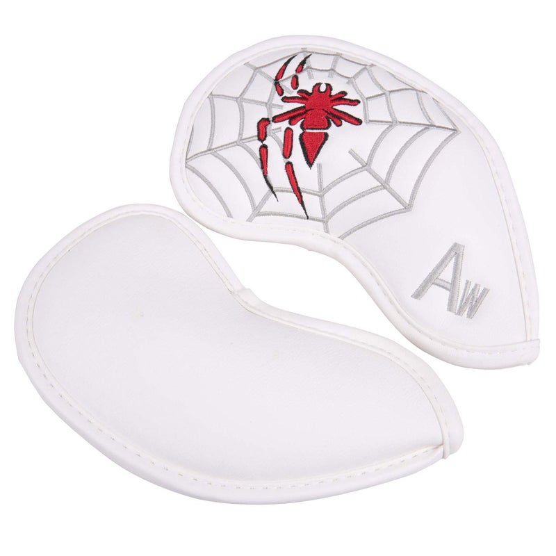 Golf Builder 9pcs/Set Spider Embroidery White Golf Iron Club Head Covers 4-9,Pw,Sw,Aw Fits Right Hand - Image 3